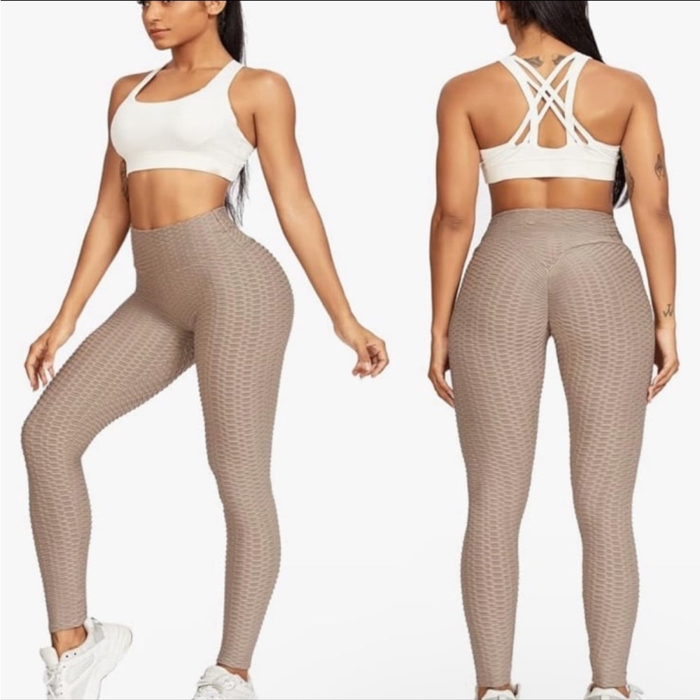 NWOT women High-Rise Textured Leggings in Taupe - Sculpting Activewear